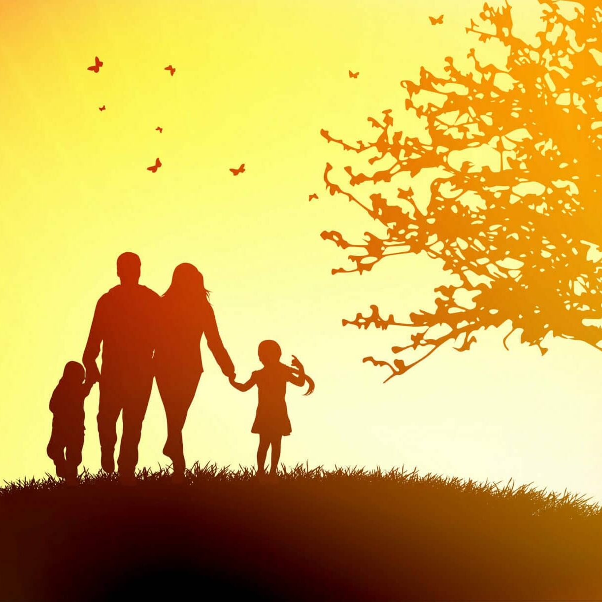Family at sunset